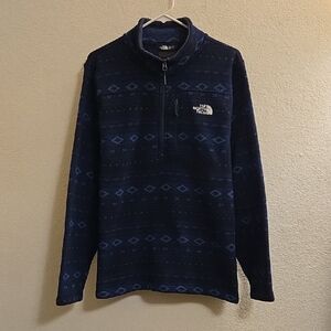 The North Face Blue 1/4-zip Sweater Fleece - Black & Blue - Large